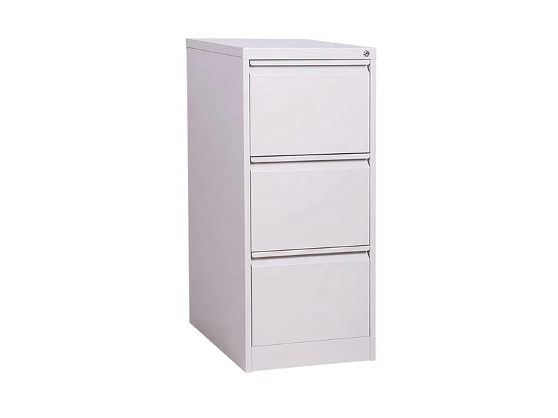Arquivo de escrit&oacute;rio de metal vertical com 3 gavetas e fechadura