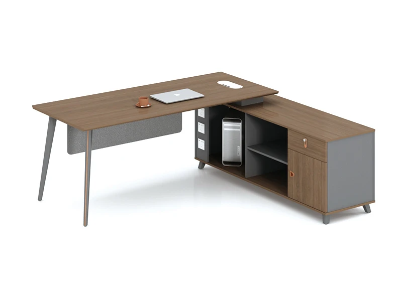 Mesa de escrit&oacute;rio executiva moderna com arm&aacute;rio lateral - LP-B0120