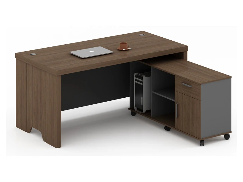 Mesa de escrit&oacute;rio moderna para gerente com gabinete lateral m&oacute;vel - TS-B1608