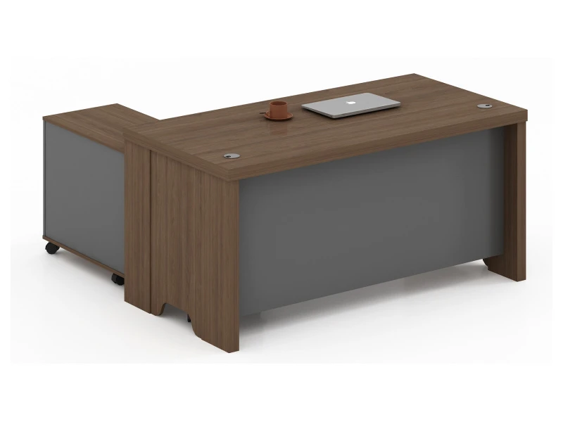 Mesa de escrit&oacute;rio moderna para gerente com gabinete lateral m&oacute;vel - TS-B1608