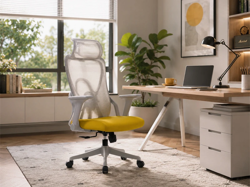 Cadeira de escrit&oacute;rio ergon&ocirc;mica de malha com apoio de cabe&ccedil;a ajust&aacute;vel
