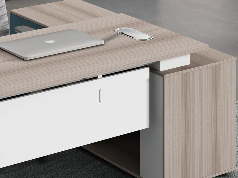 Mesa de escrit&oacute;rio executiva moderna com arm&aacute;rio lateral - LP-B0120