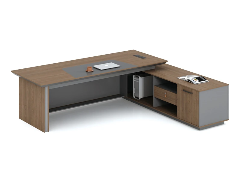Mesa de escrit&oacute;rio executiva de luxo com arm&aacute;rio lateral | S&eacute;rie TS-B