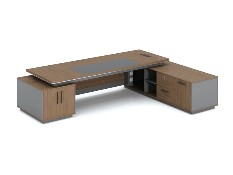 Mesa de escrit&oacute;rio executiva de luxo com arm&aacute;rio lateral | S&eacute;rie TS-B