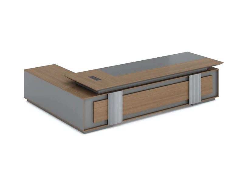 Mesa de escrit&oacute;rio executiva de luxo com arm&aacute;rio lateral | S&eacute;rie TS-B