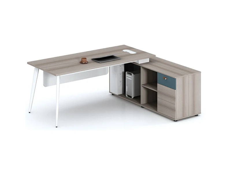 Mesa de escrit&oacute;rio executiva moderna com arm&aacute;rio lateral - LP-B0120