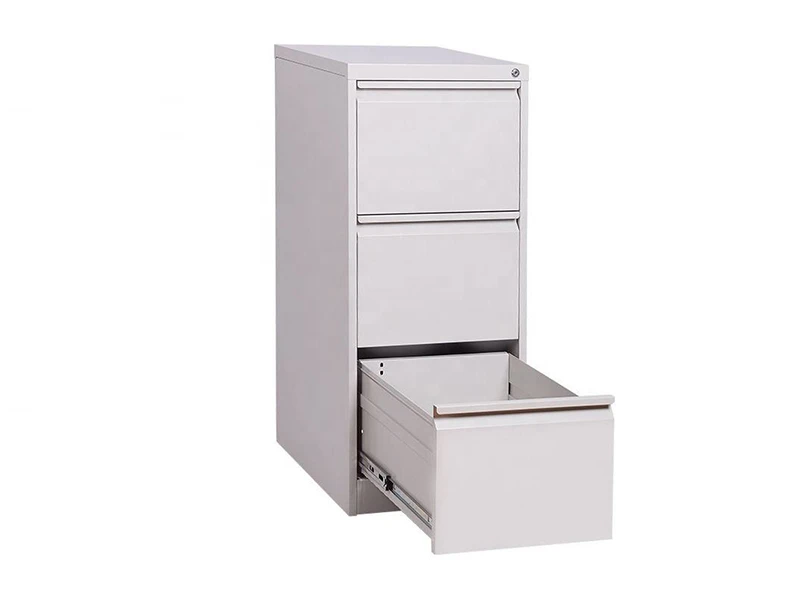 Arquivo de escrit&oacute;rio de metal vertical com 3 gavetas e fechadura