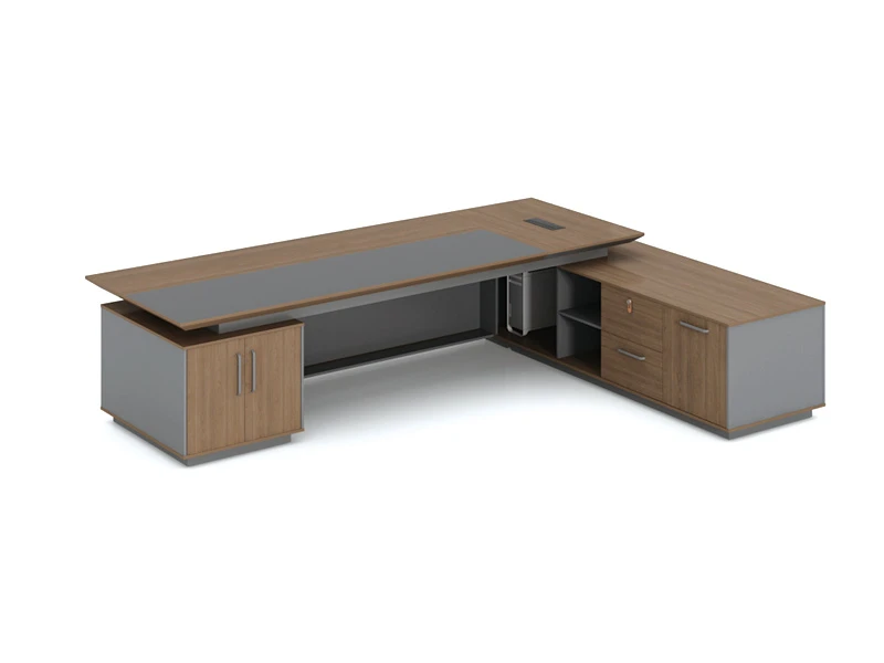 Mesa de escrit&oacute;rio executiva de luxo com arm&aacute;rio lateral | S&eacute;rie TS-B