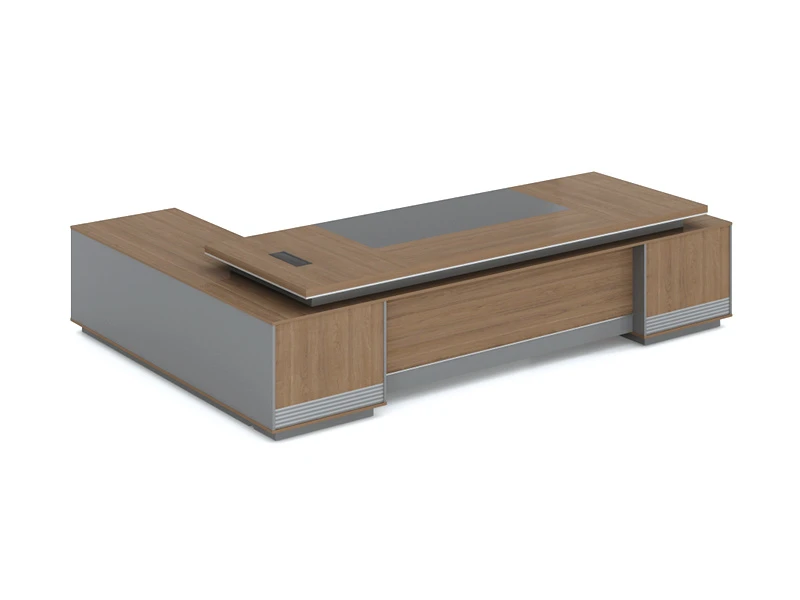 Mesa de escrit&oacute;rio executiva de luxo com arm&aacute;rio lateral | S&eacute;rie TS-B