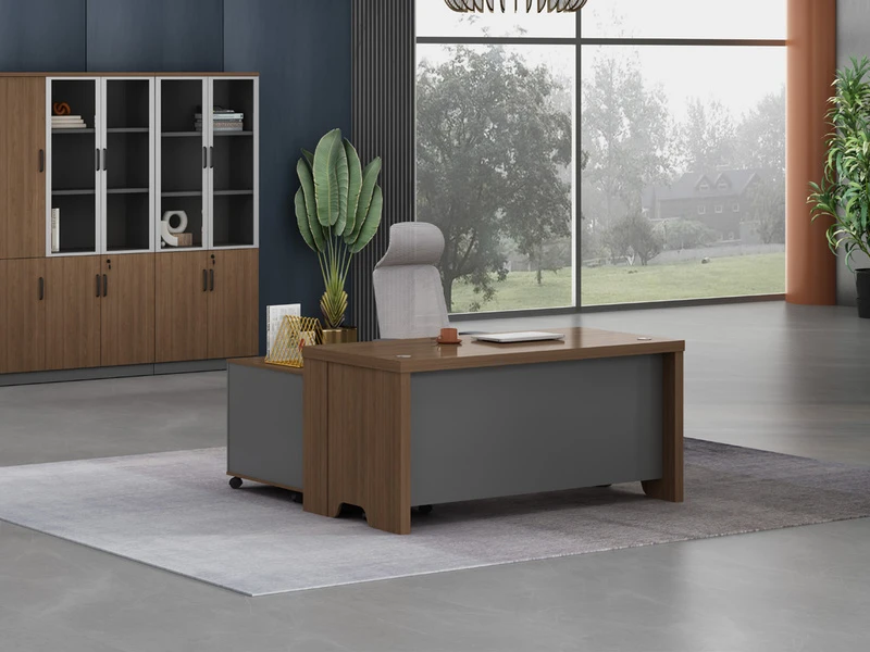 Mesa de escrit&oacute;rio moderna para gerente com gabinete lateral m&oacute;vel - TS-B1608