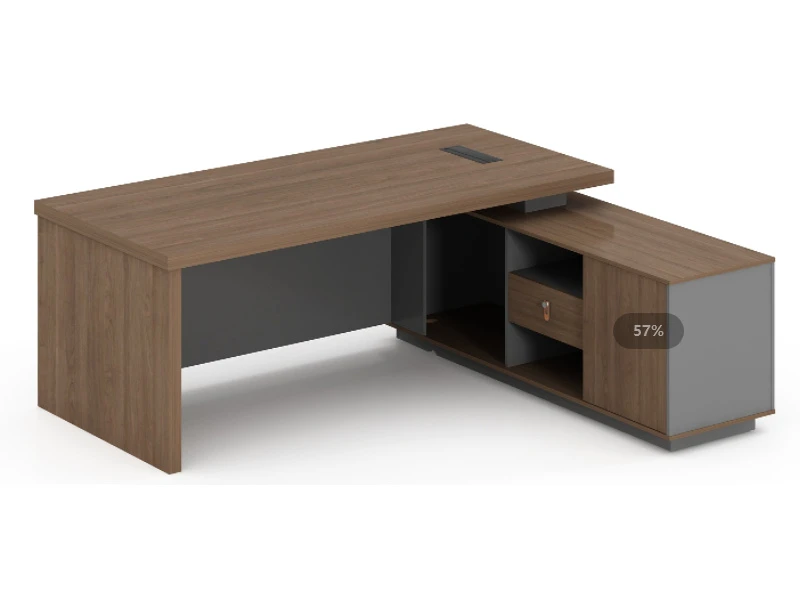 Mesa de escrit&oacute;rio executiva de luxo com arm&aacute;rio lateral | S&eacute;rie TS-B