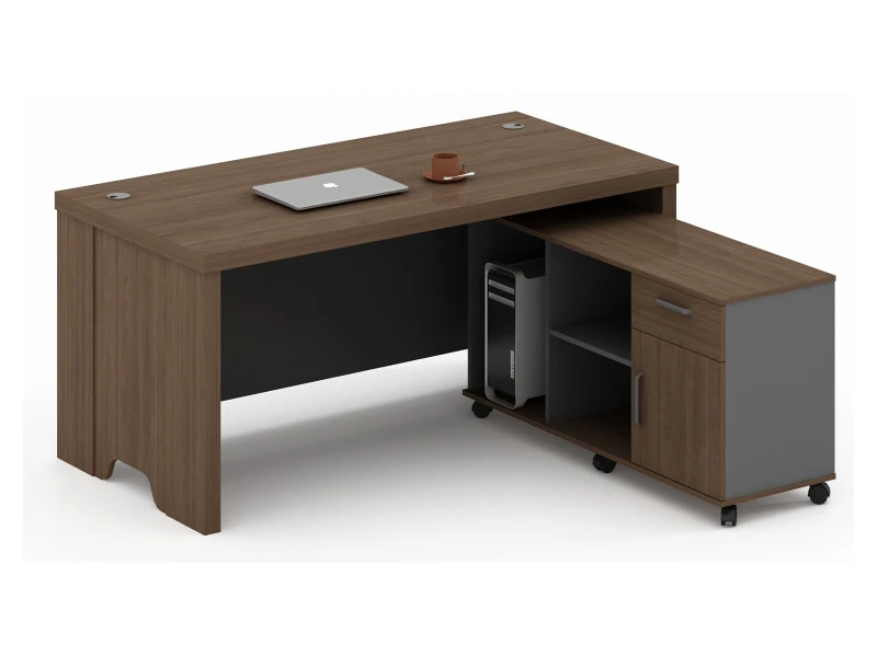 Mesa de escrit&oacute;rio moderna para gerente com gabinete lateral m&oacute;vel - TS-B1608