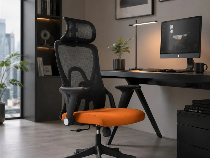 Cadeira de escrit&oacute;rio ergon&ocirc;mica de malha com apoio de cabe&ccedil;a ajust&aacute;vel