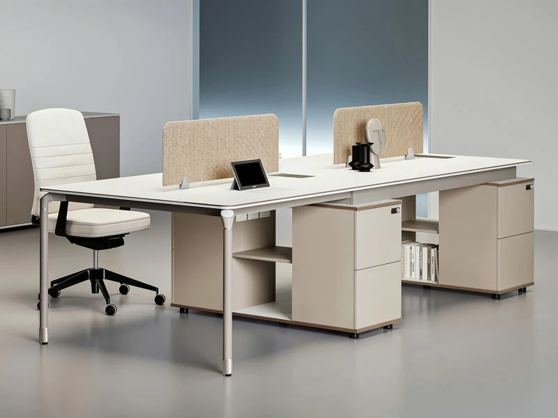 Mesa de trabalho moderna para escrit&oacute;rio executivo com arm&aacute;rio de armazenamento