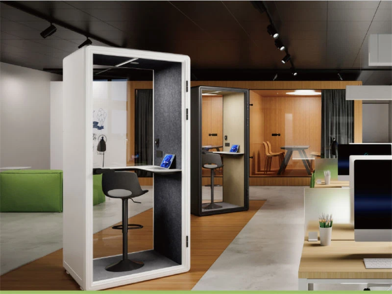 Pods de escrit&oacute;rio com tecnologia de isolamento ac&uacute;stico oco