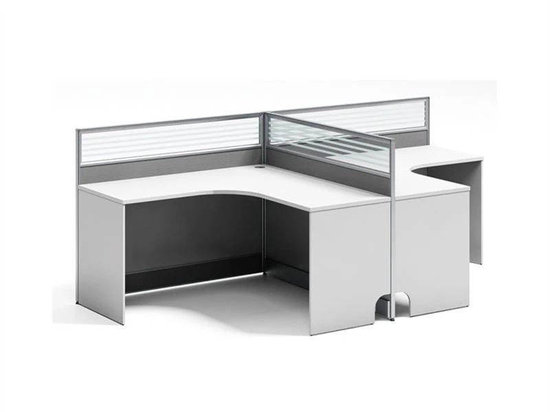 Cub&iacute;culo modular em forma de L com pedestal de armazenamento integrado e suporte de armazenamento. Parti&ccedil;&otilde;es
