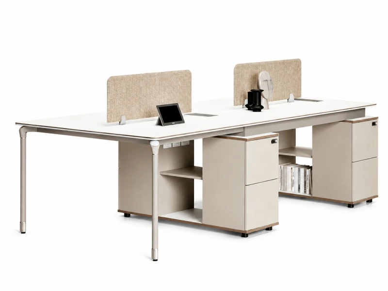 Mesa de trabalho moderna para escrit&oacute;rio executivo com arm&aacute;rio de armazenamento