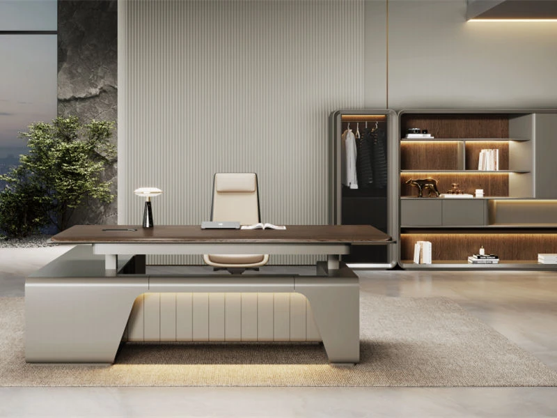 Mesas executivas em forma de L | Mesa de altura ajust&aacute;vel