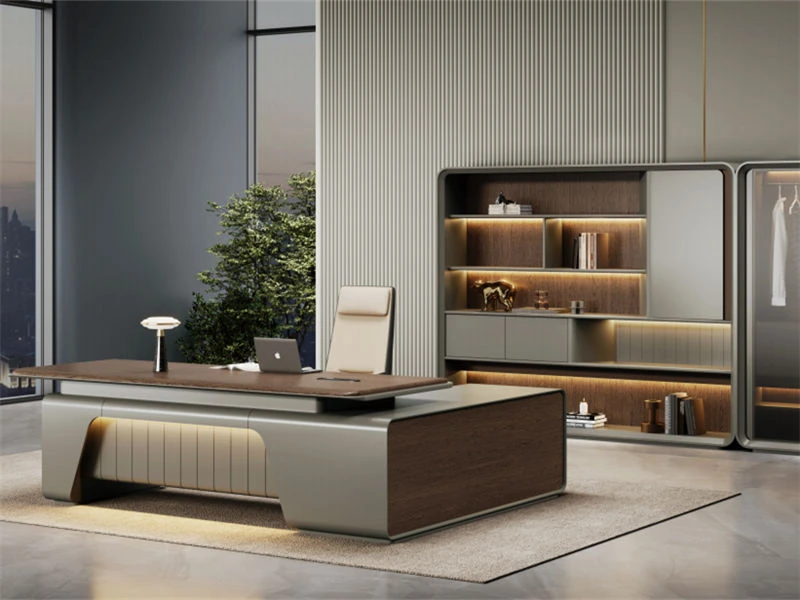 Mesas executivas em forma de L | Mesa de altura ajust&aacute;vel