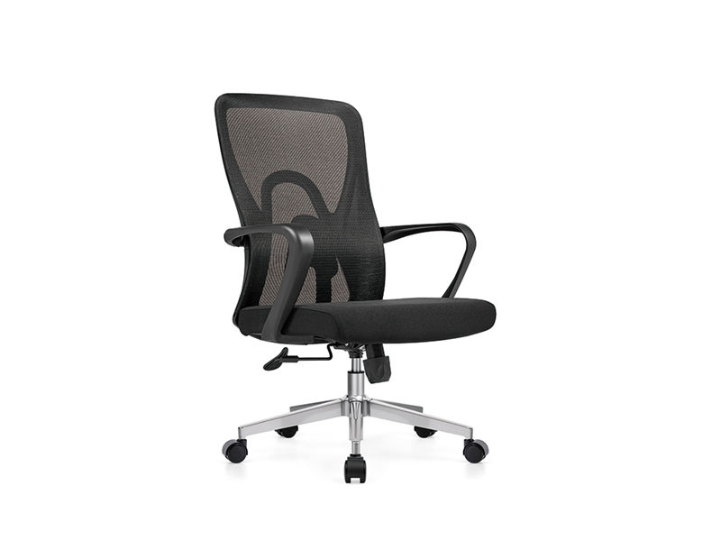 Cadeira de trabalho ergon&ocirc;mica de malha no meio das costas com moldura preta