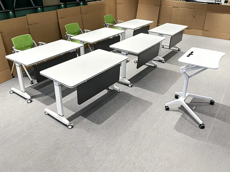 Mesa de treinamento flip-top moderna com rodas para salas de reuni&otilde;es