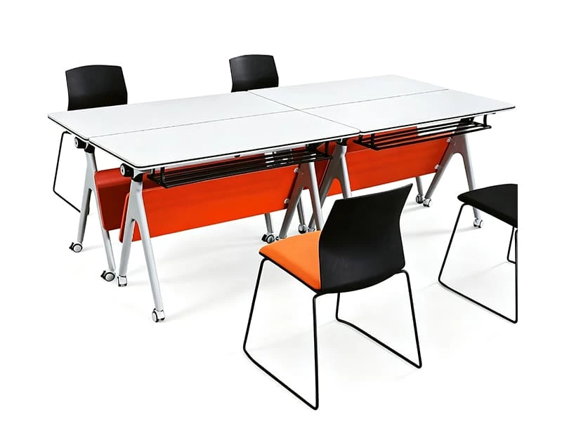 Mesa de treinamento m&oacute;vel flip-top com rodas de travamento