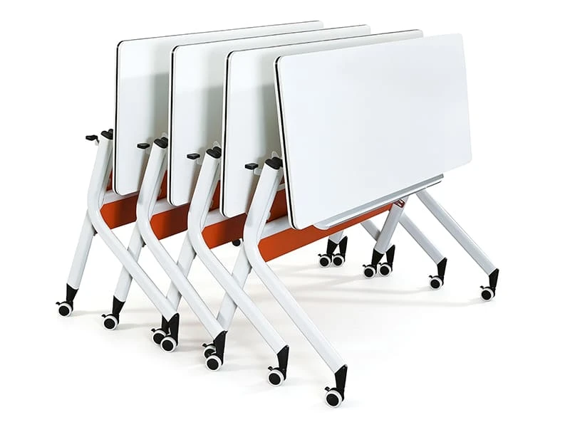 Mesa de treinamento m&oacute;vel flip-top com rodas e painel de mod&eacute;stia