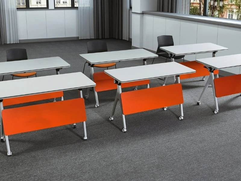 Mesa de treinamento m&oacute;vel flip-top com rodas de travamento