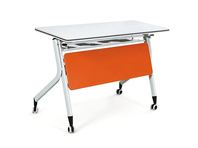 Mesa de treinamento m&oacute;vel flip-top com rodas e painel de mod&eacute;stia