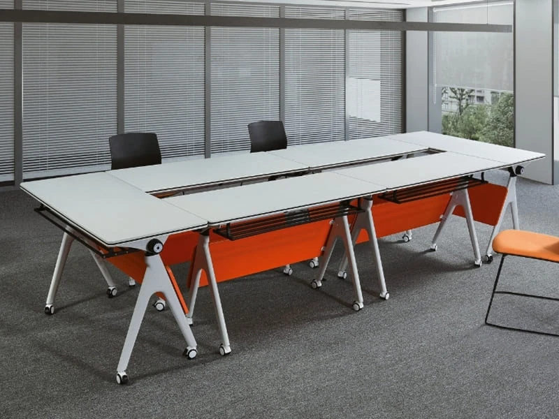 Mesa de treinamento m&oacute;vel flip-top com rodas de travamento