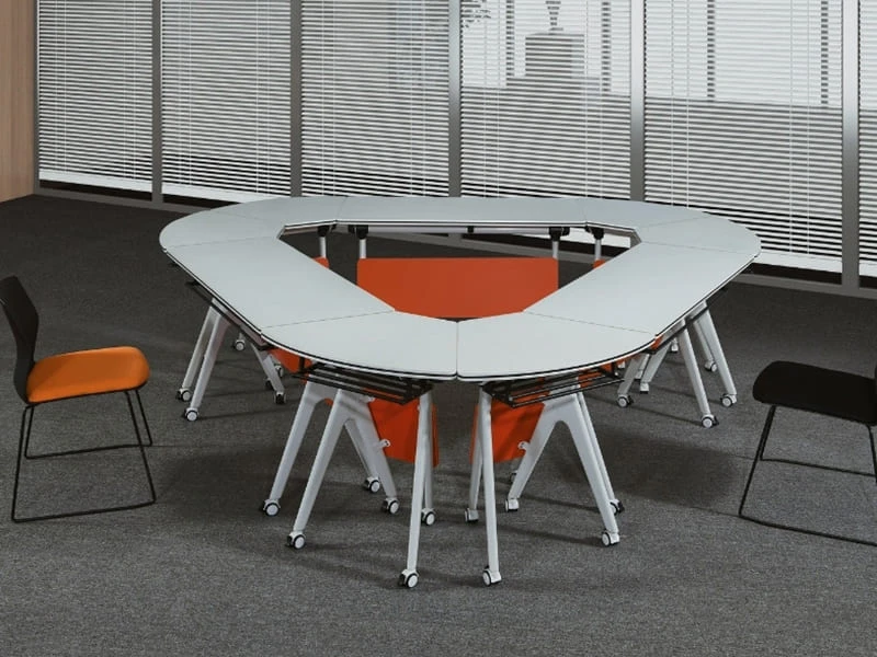Mesa de treinamento m&oacute;vel flip-top com rodas de travamento
