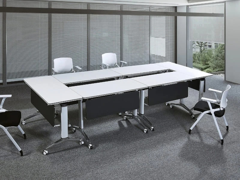 Mesa de treinamento modular flip-top premium com gerenciamento de cabos