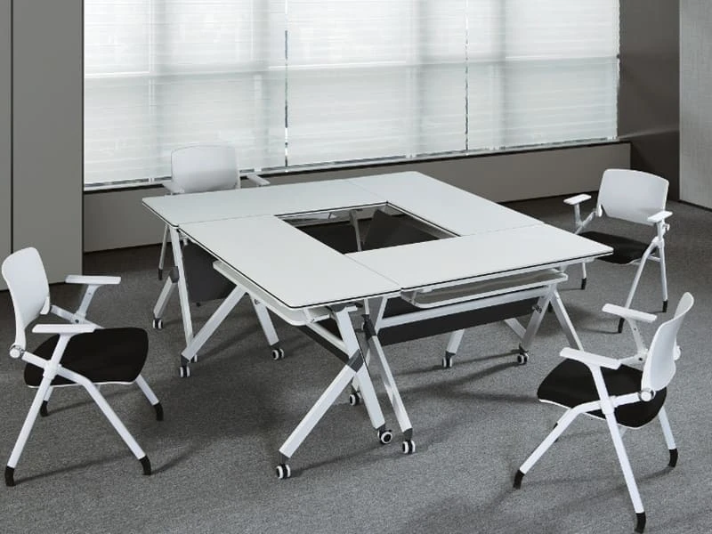 Mesa de treinamento dobr&aacute;vel Mesa de confer&ecirc;ncia flip top com rodas para escrit&oacute;rio