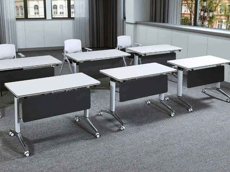 Mesa de treinamento modular flip-top premium com gerenciamento de cabos