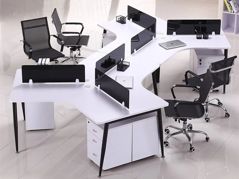 Esta&ccedil;&atilde;o de trabalho de mesa de escrit&oacute;rio de 120&deg; com gaveta m&oacute;vel