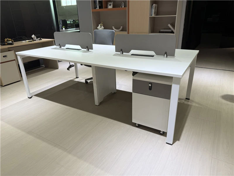 Esta&ccedil;&otilde;es de trabalho de bancada branca com pedestal m&oacute;vel