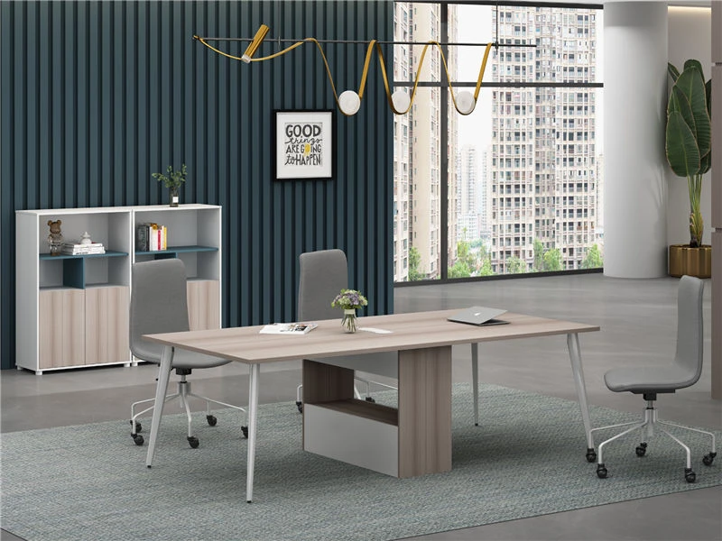 Mesa de confer&ecirc;ncia de carvalho para escrit&oacute;rio | Mesa de sala de reuni&otilde;es com 8 lugares