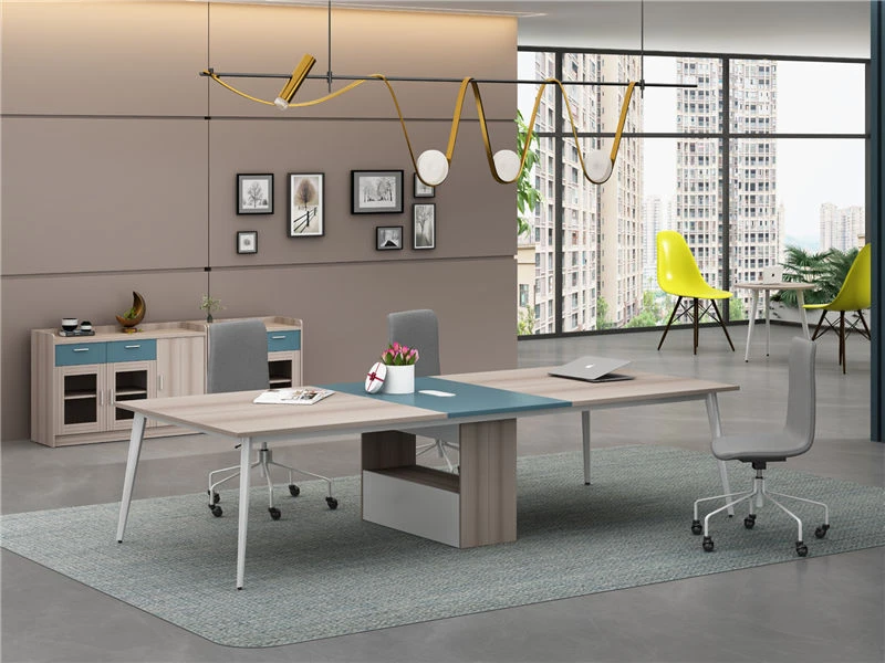 Mesa de confer&ecirc;ncia de carvalho para escrit&oacute;rio | Mesa de sala de reuni&otilde;es com 8 lugares