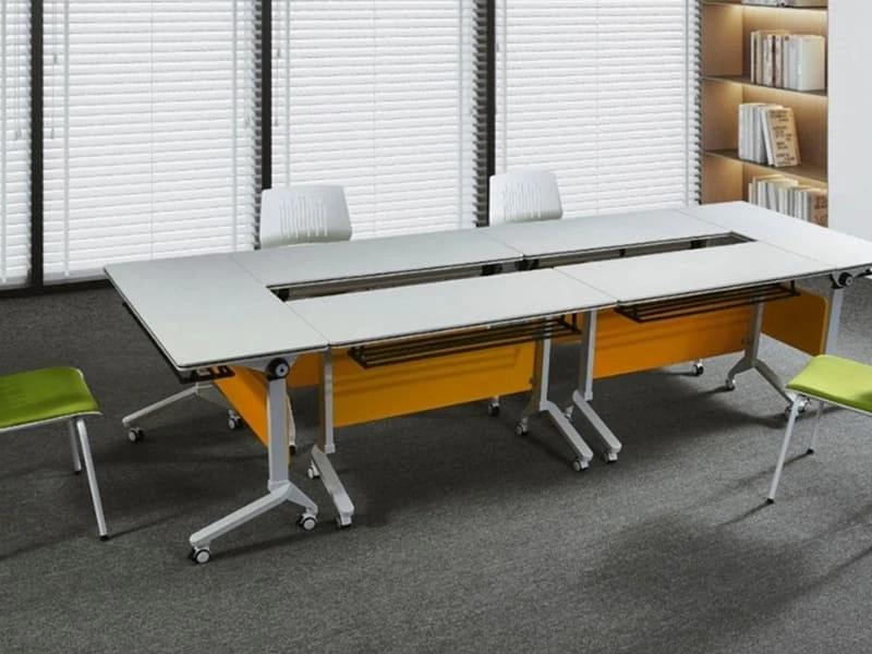 Mesa de treinamento moderna Mesa de escrit&oacute;rio dobr&aacute;vel com rod&iacute;zios com trava