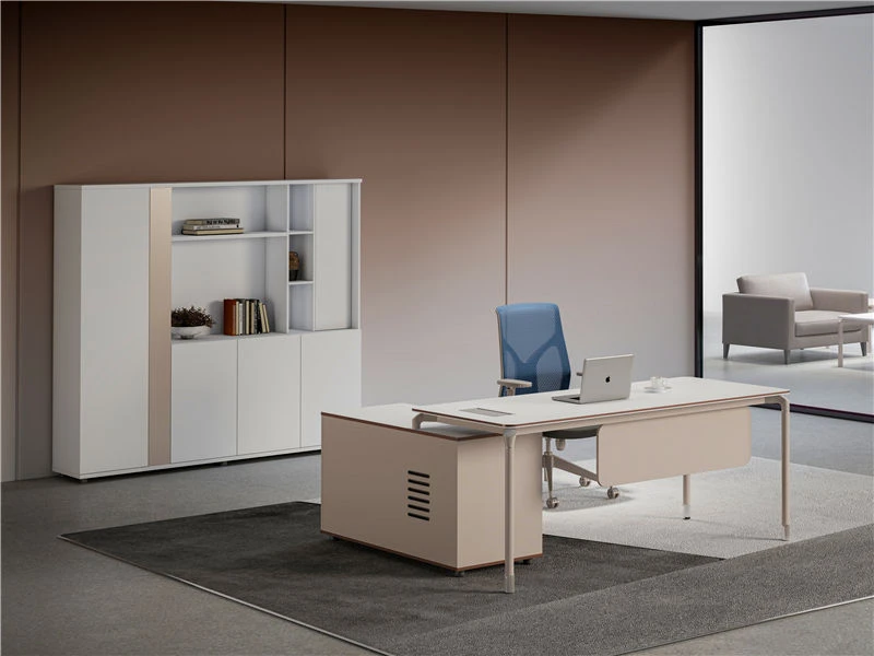 Mesa executiva minimalista para computador com gaveta e mesa de escrit&oacute;rio Gabinete lateral