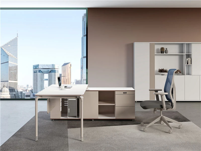 Mesa executiva minimalista para computador com gaveta e mesa de escrit&oacute;rio Gabinete lateral