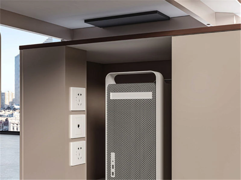 Mesa executiva minimalista para computador com gaveta e gaveta. Gabinete lateral