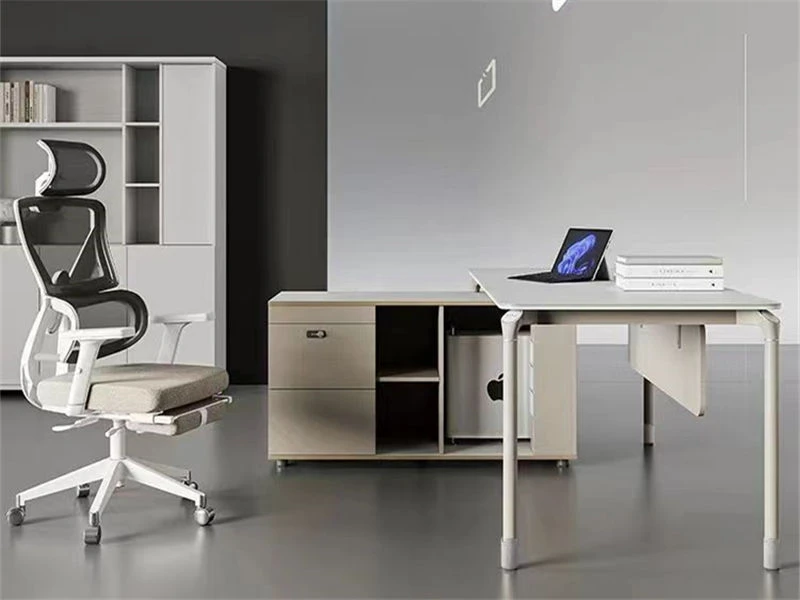Mesa executiva minimalista para computador com gaveta e mesa de escrit&oacute;rio Gabinete lateral
