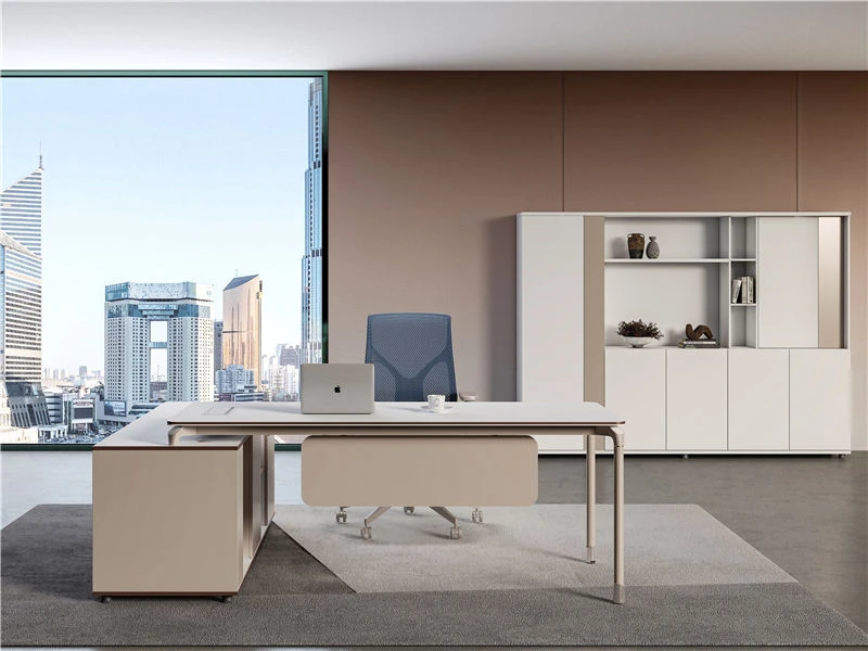 Mesa executiva minimalista para computador com gaveta e mesa de escrit&oacute;rio Gabinete lateral
