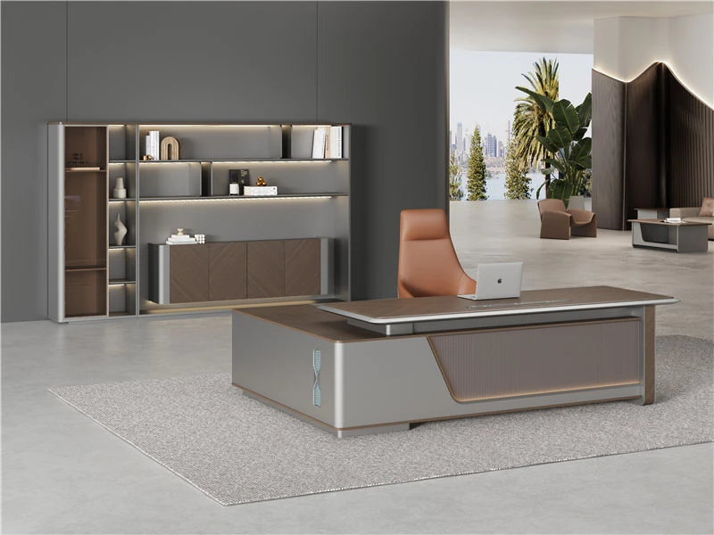 Mesas de gerente pequenas e modernas em formato de L para home office
