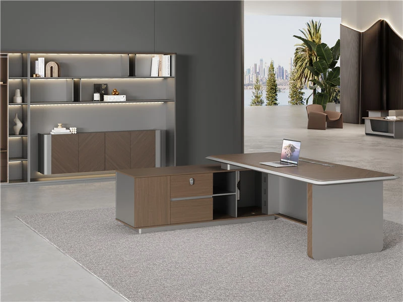 Mesas de gerente pequenas e modernas em formato de L para home office