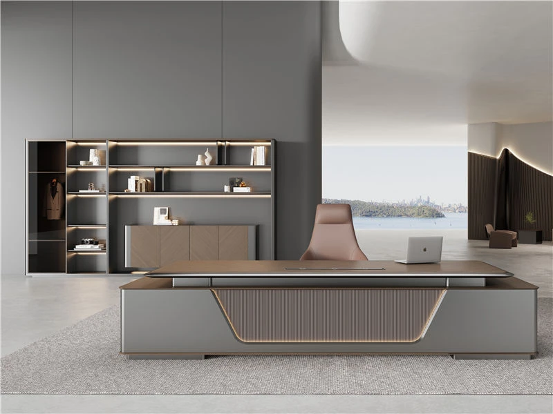 Grande mesa de escrit&oacute;rio executiva contempor&acirc;nea | Mesa grande com gavetas