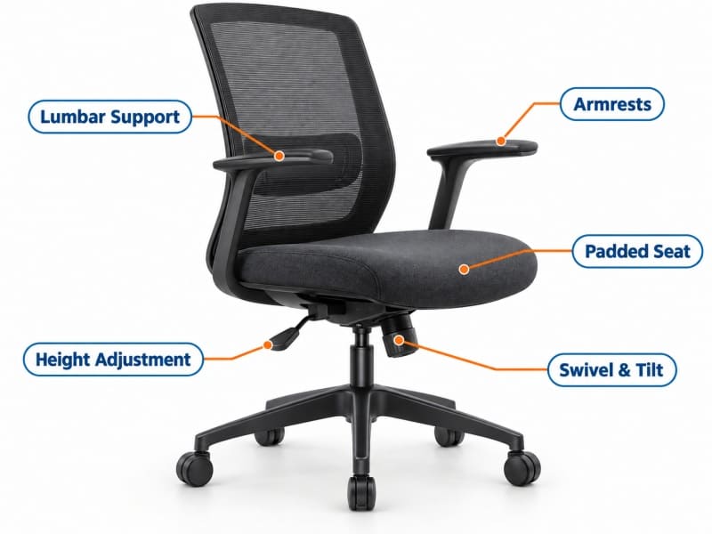 Cadeira de conferência ergonômica com apoio lombar e apoios de braços Como escolher cadeiras para uma sala de conferências?